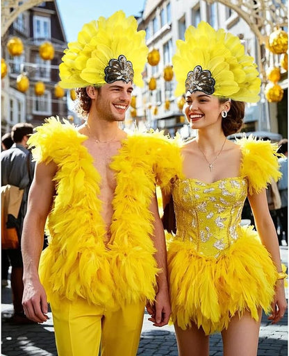 Women's Carnival Feather Headpieces Sequin Headdress for Wedding Masquerade Party Cosplay Feather Headbands