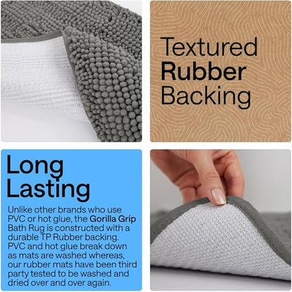 GORILLA GRIP Bathroom Rug Sets, Soft Chenille 2 Piece Area Rugs Set, Toilet Base Mat and 30x20 Carpet, Absorbent Microfiber Washable Mats Dry Quickly, Home Décor and Bath Room Accessories, Charcoal