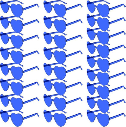 PLULON Heart Sunglasses for Women 5/12/25 Pcs, Heart Glasses Valentine Day Rimless Shaped Candy Color Fun Glasses Party Favor