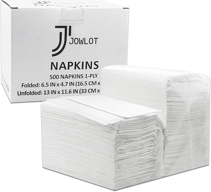 Disposable Fold Napkins, 13"x11.6" 1-Ply 500 Count Paper Dinner Napkins, White Napkins Bulk for Restaurants and Cafes