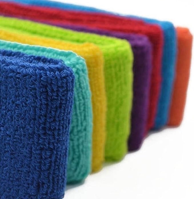 12 Sweatbands Cotton Sports Headbands Terry Cloth Moisture Wicking Athletic Basketball Headband by Kenz Laurenz