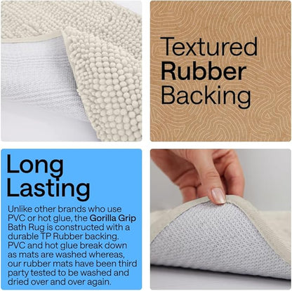 GORILLA GRIP Bathroom Rug Sets, Soft Chenille 2 Piece Area Rugs Set, Toilet Base Mat and 30x20 Carpet, Absorbent Microfiber Washable Mats Dry Quickly, Home Décor and Bath Room Accessories, Ivory