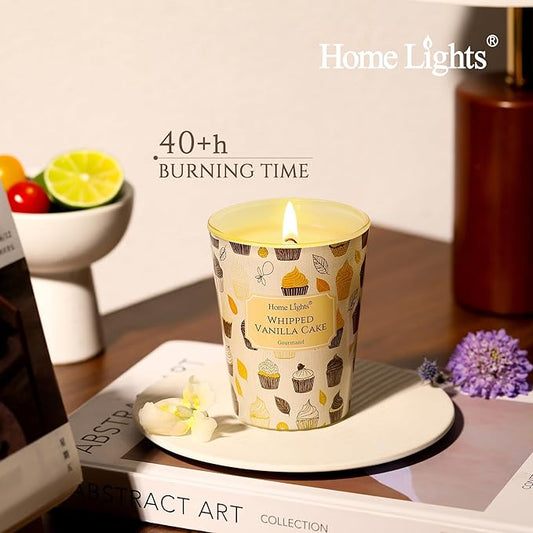 HomeLights Scented Candles for Women & Men, 6.7oz Candle Jars Aromatherapy Single Wick Candle, Ideal for Rustic Modern Home Decor and Gifts, Whipped Vanilla Cake