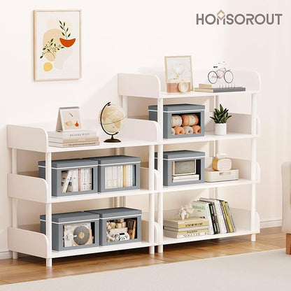Storage Bins with Lids - Small Fabric Organizers with Window, Collapsible Storage Bins for Clothes, Decorative Closet Organizers for Towels, Tshirt, 4 Pack, Grey