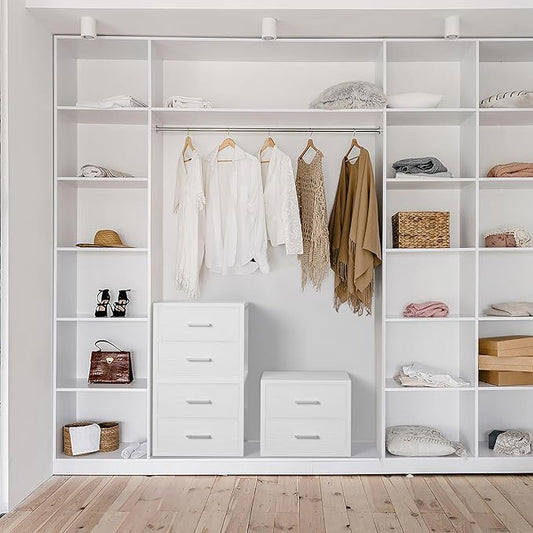 BOLUO Stackable Storage Drawers Closet Organizers and Storage Fabric White 2 Drawer Dresser for Bedroom 2 Packs Modern