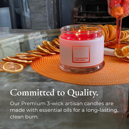 PartyLite 3-Wick Jar Candle, Highly Fragranced Clean Burning Glass Candle, 25-45 Hours Burn Time (Clementine Garland)