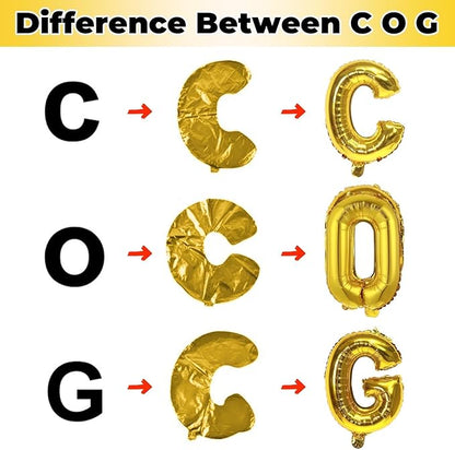 Giant C Alphabet Name Balloon, Gold Self Inflating Custom Letter Balloons Birthday Decor, 40 Inch Helium Mylar Foil Word Balloons Letters for Girls Men Anniversary Party Graduation Decoration Supplies