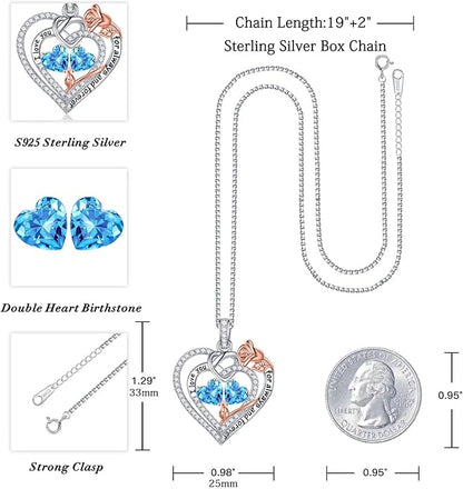 Iefil Christmas Gifts for Wife Women - 925 Sterling Silver Double Birthstone Necklace, Anniversary Birthday Gifts for Women, Jewelry Gift for Wife Girlfriend Mom Her