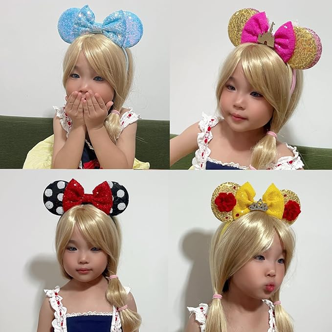 ASAHEL Mouse Ears Headbands Fashion Shiny Bows Mice Ears Birthday Parties Themed Events (Black, Onesize)