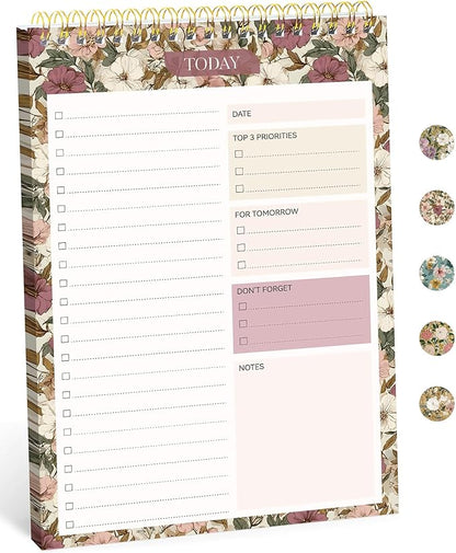 Taja To Do List Notepad - To Do List Notebook for Work with 52 Sheets, 9.8" x 6.5", Undated Daily Planner Perfect for Daily Tasks and Goal Setting, Notepad Suitable for Office, Home & School - Mauve Muse