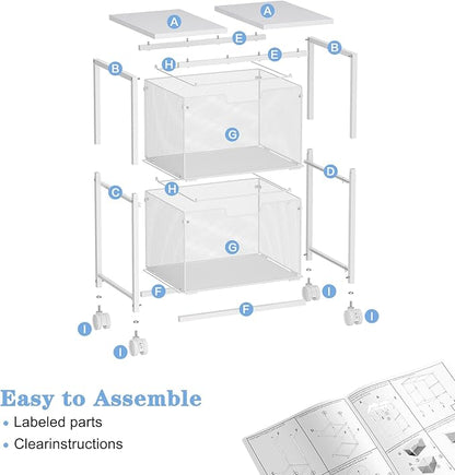 Letter/Legal Rolling File Cabinet, Rolling File Cart with 2 Drawers Filing Cabinet for Home Office, Hanging File Folders Organizer for Under Desk Storage, Mobile Printer Stand, White