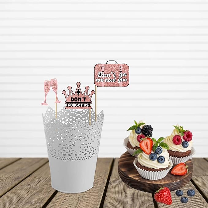 Farewell Decorations Party Photo Booth Props, We Will Miss You Decorations Party Favor, Going Away Party Decorations Rose Gold Photo Booth Props Kit for Retirement Job Change Bye Office Work Party