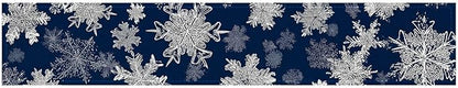 Blue Snowflake Table Runner 13x72 Inch Winter Table Runner Burlap Winter Holiday Dining Tables Decoration with White Snow Patterns Christmas Tablecloth for Kitchen Dining Home Party Decor