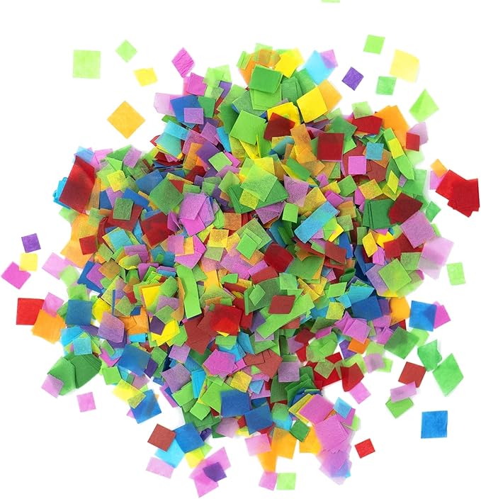 Ultimate Confetti, Multicolor Biodegradable Confetti Squares - Flame-Resistant and Slow-Falling Tissue Paper Confetti for Cannon and Launcher use – Best for Celebrations - 1 lb, 16 oz