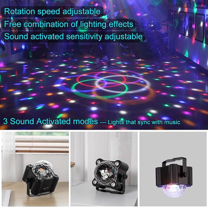 Disco Ball Party Lights Sound Activated Strobe DJ Stage Lighting for Indoor Room Outdoor Dance Floor Parties Birthday Rave Home Karaoke Halloween Christmas Wedding Show Bar Club Decorations