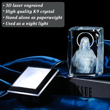 Movdyka 3D Crystal Jesus Statue Christian Gifts for Women Men Faith, Laser Engrave Religious Gifts for Friends Mom Dad Teens Catholic, Jesus Stuff Room Decor
