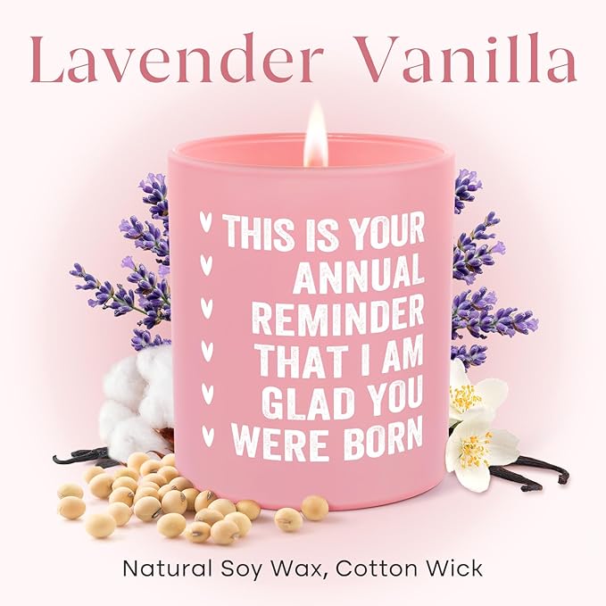 Happy Birthday Candle - Birthday Gifts for Women, Funny Birthday Gifts for Girlfriend, Best Friend, Sister, Daughter, BFF, Handmade Lavender Scented Candle 10oz