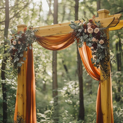 Wokceer Wedding Arch Draping Fabric Terracotta 6 Panels 28.7" x 20FT Sheer Fabric Drapes Backdrop Arch Draping Fabric for Wedding Ceremony Birthday Party Bridal Shower Decoration
