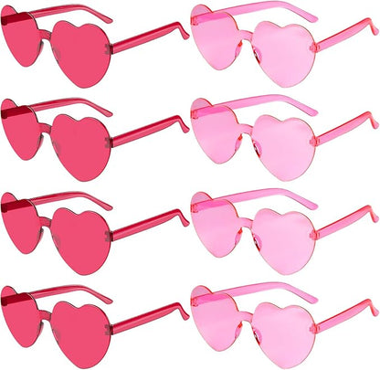PLULON Heart Sunglasses for Women 5/12/25 Pcs, Heart Glasses Valentine Day Rimless Shaped Candy Color Fun Glasses Party Favor