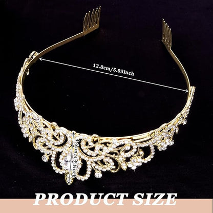 CIEHER 18 PCS Gold Crowns for Women, Crystal Queen Crown Princess Tiaras for Prom Birthday Party Halloween Costume