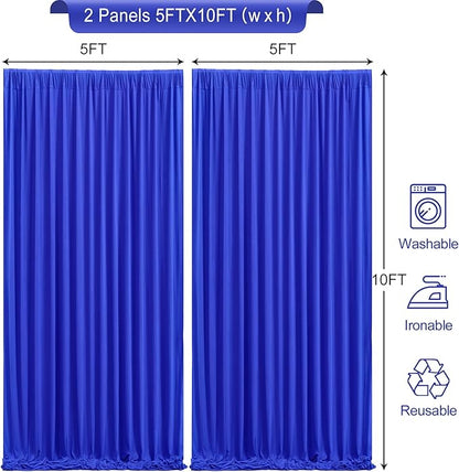 10 x 10ft Royal Blue Backdrop Curtains No-Wrinkle Party Curtains for Photo Backdrop Polyester Curtain Backdrop Soft Fabric for Retirement Birthday Wedding Baby Shower Events, 2 Panels 5 x 10ft