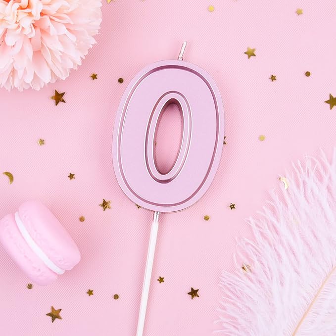 PHD CAKE 2.76 Inch Luxe Rose Gold 0 Number Birthday Candles, Rose Gold Number Candles, Cake Number Candles, Party Celebration
