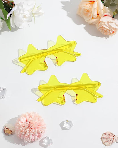 40 Pairs Rimless Star Sunglasses Bulk Wholesale Transparent Candy Color Star Glasses for Women Men Party Favors