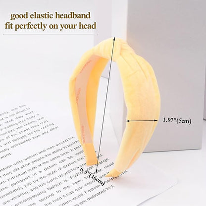 Knotted Headbands for Girls, Non Slip Toddler Girl Headband Kids Wide Top Knot Head Bands Mommy and Me Fashion Hairband Womens Turban Hair Accessories(Pink,Yellow,Blue,3Pcs)