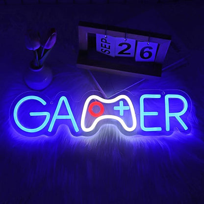 Gamer Neon Sign, Neon Signs for Wall Decor Neon LED Signs Gaming Room Neon Light Up Signs Home Decor for Bedroom Club Party Bar Shop USB Operated