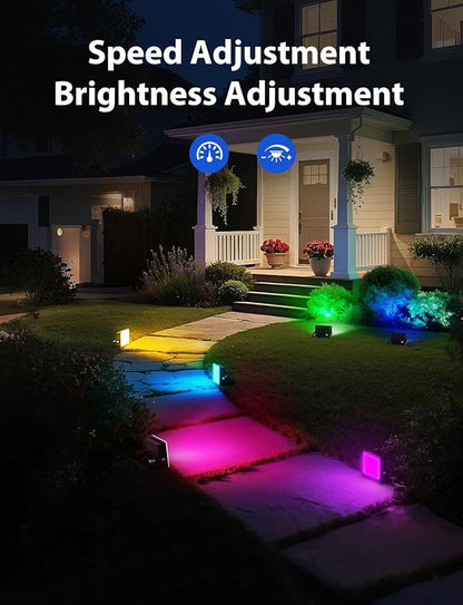 Onforu RGBW Flood Lights Outdoor Remote Control, Color Changing LED Landscape Lights, IP65 Waterproof Uplights for Events, Uplighting for Halloween Christmas Garden Yard Party, Wired 4 Pack 40W