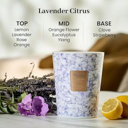 M&SENSE Extra Large Candle 35oz 150H LavenderCitrus Scented, 3 Wick Highly Scented Jar Candle, XL Large Christmas Gift Candle for Women, Long Lasting Burning for Holiday, Thanksgiving, Christmas