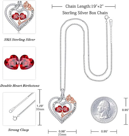 Iefil Christmas Gifts for Wife Women - 925 Sterling Silver Double Birthstone Necklace, Anniversary Birthday Gifts for Women, Jewelry Gift for Wife Girlfriend Mom Her