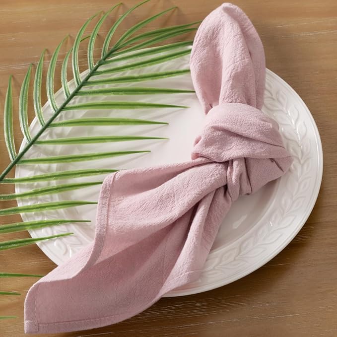 Socomi Cloth Napkins Pink Fall Thanksgiving Washable Reusable Bulk Linen Cotton Napkins Set of 4 17"x17" for Wedding Party Bridal Baby Shower Birthday Dining Table Decorations