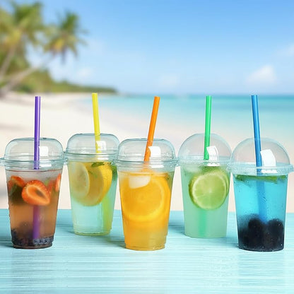700 Pcs Jumbo Straws (0.43" Diameter × 9" Long) Plastic Straws Individually Wrapped, Colorful Disposable Drinking Straws for Bubble Tea, Smoothies, Juice, and Party Beverages