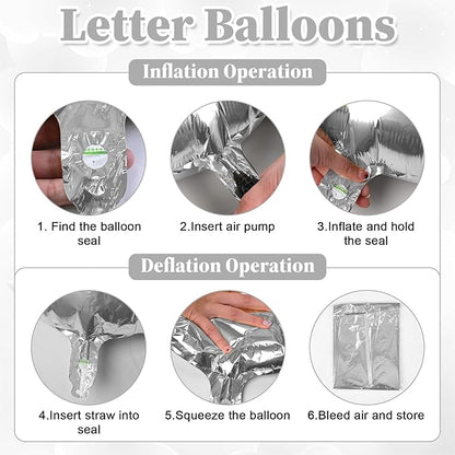 40inch Silver BRIDE Letter Balloons, Giant Silver Bride Foil Helium Balloon Banner with Heart Balloon for Bride to Be Wedding Engagement Bridal Shower Bachelorette Party Decoration