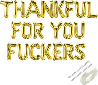 Thankful for you Foil Balloons Banner Friendsgiving Decorations, Happy Thanksgiving Balloons Banner Funny Friendsgiving Thanksgiving Party Decorations