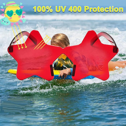 9 Pack Star Sunglasses, Colorful Rimless Star Shaped Glasses, Unisex Party Favors Supplies for Beach, Pool, Outdoors