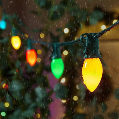 C7 Multicolor Christmas String Lights - 25ft Vintage Christmas Tree Lights, Outdoor Roofline String Lights with 25 Bulbs for Patio Garden Holiday Indoor Home Xmas Decoration