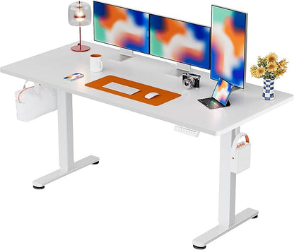 ErGear Height Adjustable Electric Standing Desk, 63 x 28 Inches Sit Stand up Desk, Memory Computer Home Office Desk, White