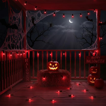 25Ft Halloween Dark Purple String Lights, C9 Black Purple String Lights with 25 Edison Bulbs, Outdoor Connectable Hanging Lights for Patio Halloween Roofline Holiday Decor, 5W, Black Wire