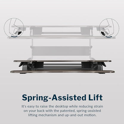 Vari Varidesk Pro Plus 36 Standing Desk Converter for Home Office – 11 Height Settings + Spring-Loader Lift, 2 Tier Design with Keyboard Tray, Fits Tables 26.5" Deep – Fully Assembled (Espresso)