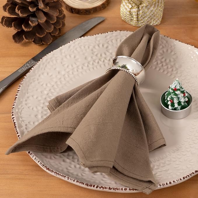 Socomi Cloth Napkins Nude Fall Thanksgiving Washable Reusable Bulk Linen Cotton Napkins Set of 10 17"x17" for Wedding Party Bridal Baby Shower Birthday Dining Table Decorations