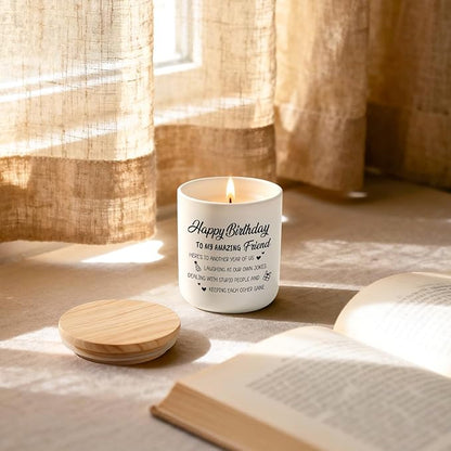 Best Friend Birthday Gifts for Women Men, Funny Friendship Gifts for Woman Candles, Happy Birthday Gift for Friends Sister Bestie BFF Coworker Classmate, Funny Lavender Candles 7Oz