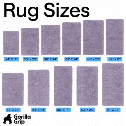 GORILLA GRIP Bath Rug Mat 60x24 Thick Soft Absorbent Chenille, Quick Dry Microfiber Mats, Rubber Backing Washable Shower Floor Rugs, Bathmat Runner Bathroom Home Decor Accessories Light Purple