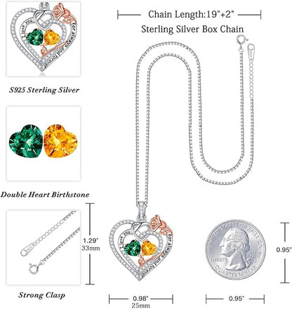 Iefil Christmas Gifts for Wife Women - 925 Sterling Silver Double Birthstone Necklace, Anniversary Birthday Gifts for Women, Jewelry Gift for Wife Girlfriend Mom Her