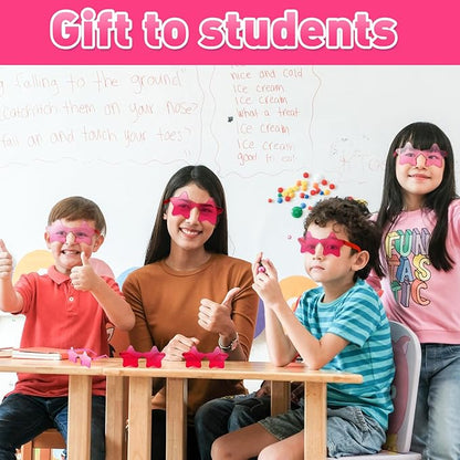 10/20/30/40 Pack Star Sunglasses Rimless Transparent Pentagram Shaped Sunglasses Bulk Party Favor Glasses for Women (40, Pink, Hot pink)