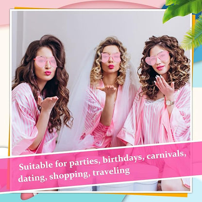 Flutesan 60 Pairs Heart Sunglasses Pink Heart Shaped Rimless Sunglasses Transparent Frameless Glasses Candy Color for Party Favor Cosplay