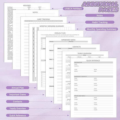 Daily Planner 2026 (8.5" x 11") - Weekly & Monthly Planner (Jan. 2026 - Dec. 2026), Column View Calendar Organizers, Hardcover Agenda Book with Tabs for Office & School, Purple