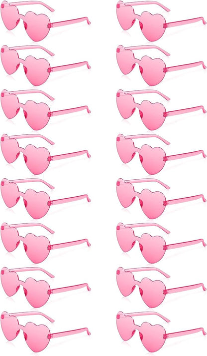 16 Pairs Heart Sunglasses for Women Bulk Transparent Pink Heart Shaped Sunglasses Bachelorette Party Glasses Fun Glasses for Party Favor to Add A Splash of Fun And Style