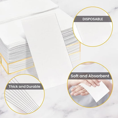 100 Pack Disposable Linen Feel Guest Towels Disposable Bathroom Napkins Cloth-Like Hand Tissue Paper for Bathroom Party Powder Room Hotel Fancy Restaurant
